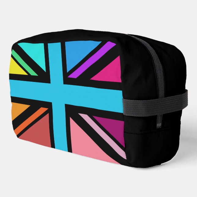 Union Jack/Flag mehrfarbig+Schwarz-Design Waschbeutel (Linke Seite)