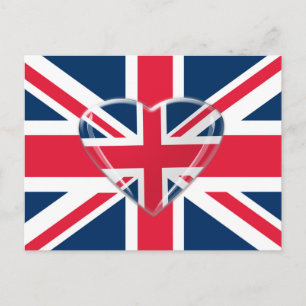 Union Jack Flag mit Herzdesign Postkarte