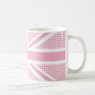Union Jack Flag Pastel Pink Gingham Pattern Kaffeetasse