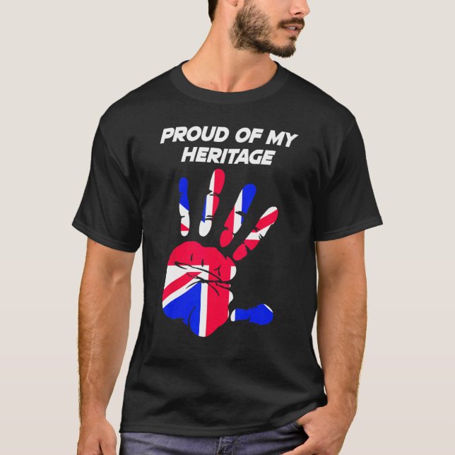 Union Jack Flag Printed Palm T-Shirt (Vorderseite)