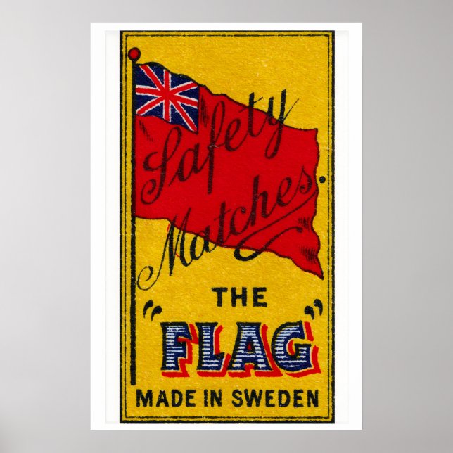 Union Jack Flag Streichholzschachtel Kunst Druck,  Poster (Vorne)