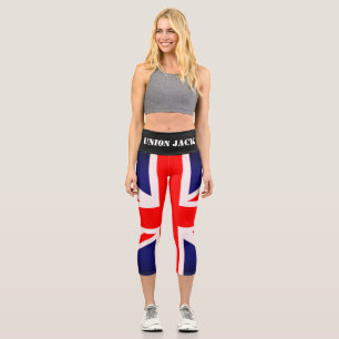 Union Jack Flag Yoga Pants Capri Leggings
