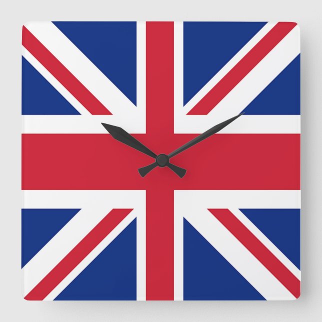 Union Jack - Flagge des Vereinigten Königreichs Quadratische Wanduhr (Vorderseite)