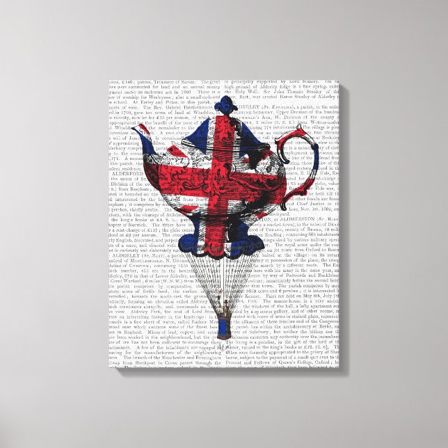 Union Jack Flying Teapot Leinwanddruck (Vorderseite)
