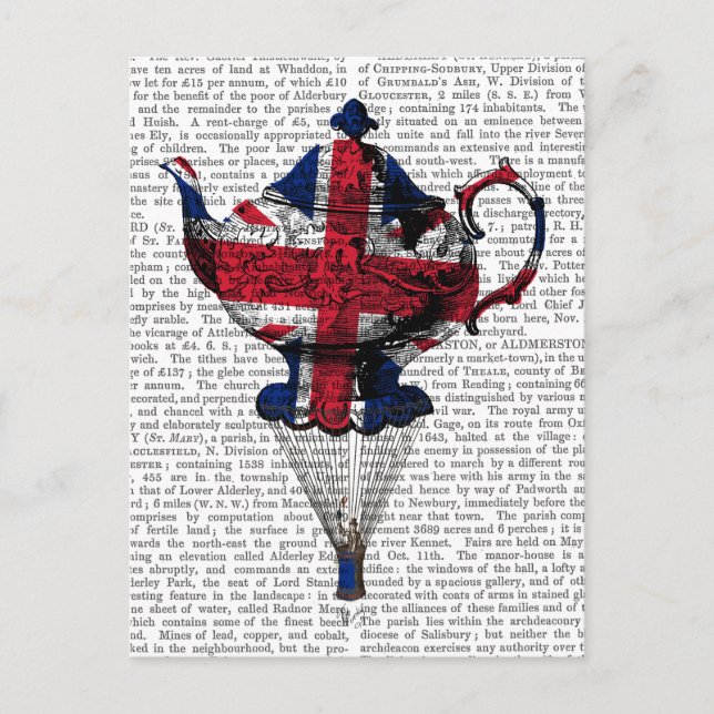 Union Jack Flying Teapot Postkarte (Vorderseite)