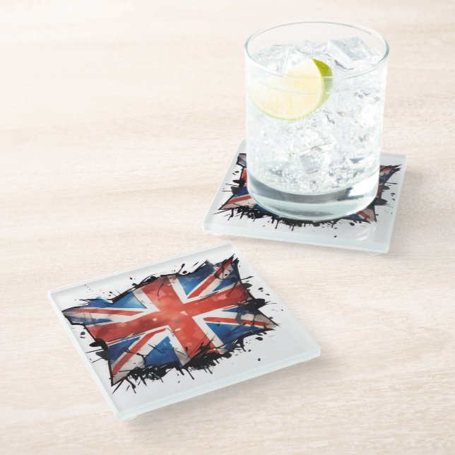 Union jack glass coaster glasuntersetzer (Schrägansicht)