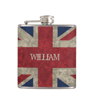 Union Jack Grunge britische Flagge personalisier Flachmann
