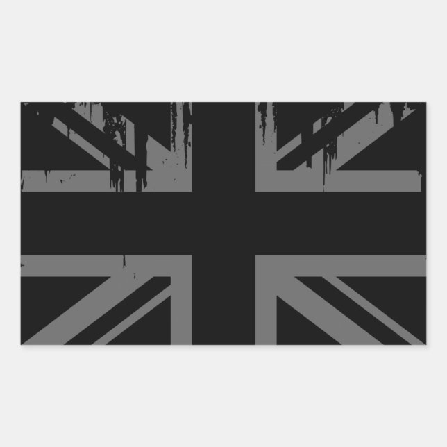 Union Jack (grunge silver UK flagge) Rechteckiger Aufkleber (Vorderseite)