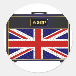 Union Jack Guitar Amplifier Runder Aufkleber