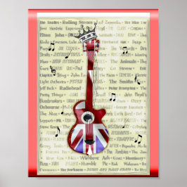 Union Jack Guitar British Rock Music Theme Poster