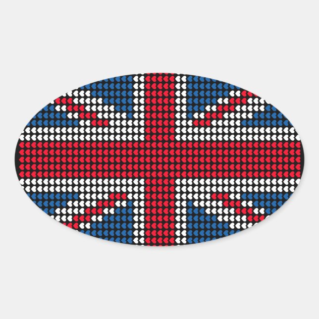 Union Jack Heart Ovaler Aufkleber (Vorderseite)