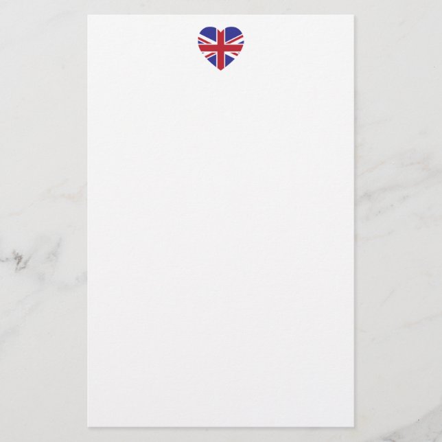 Union Jack Heart Stationery Briefpapier (Vorderseite)