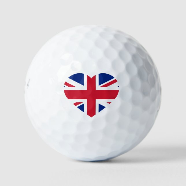 Union Jack Heartflag be6 gbcnt Golfball (Vorderseite)