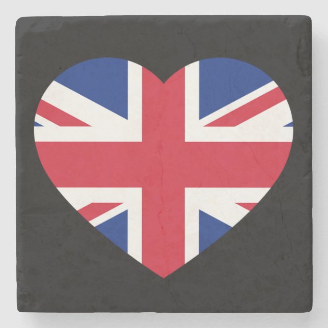 Union Jack Heartflagge an der Schwarzküste Steinuntersetzer (Vorderseite)