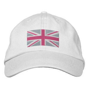 Union Jack ~ In Girly Pinks Bestickte Kappe