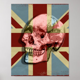 Union Jack lächelt Skull Modern Wall Art Poster