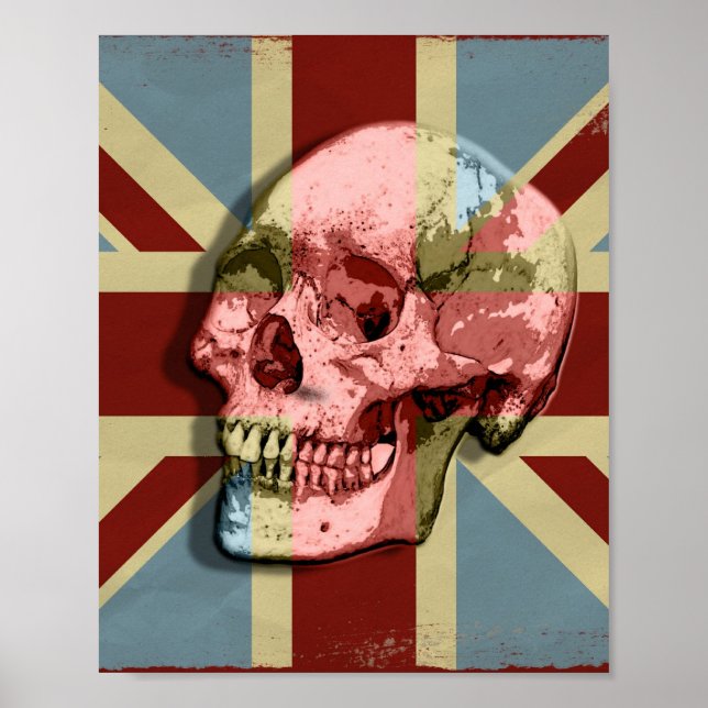 Union Jack lächelt Skull Modern Wall Art Poster (Vorne)
