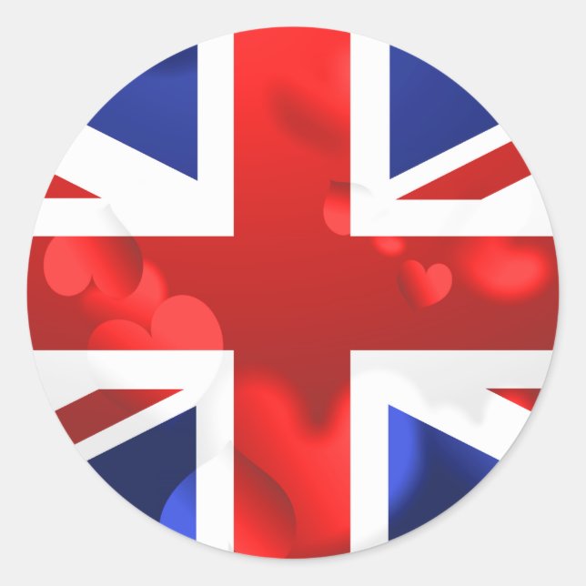 Union Jack Liebe Runder Aufkleber (Vorderseite)