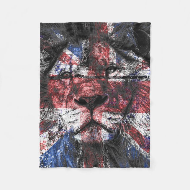 Union Jack Lion Fleecedecke (Vorderseite)