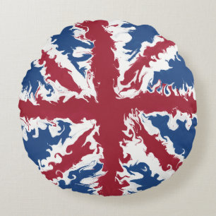 Union Jack Liquid Art Rundes Kissen