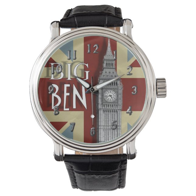 Union Jack London Big Ben Armbanduhr (Vorderseite)
