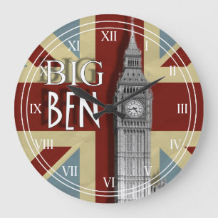 Union Jack London Big Ben Große Wanduhr