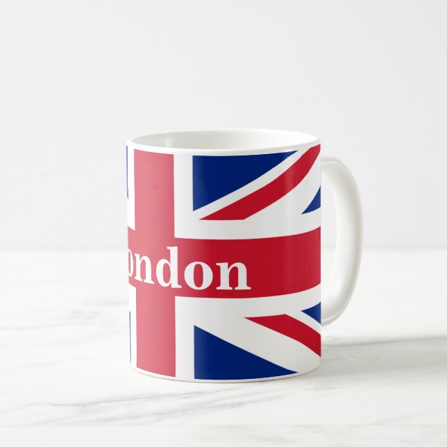 Union Jack London ~ Britische Flagge Kaffeetasse (VorderseiteRechts)