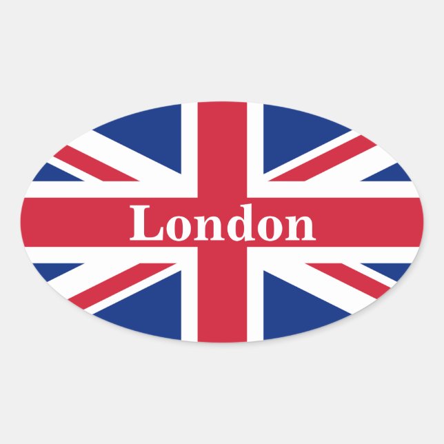 Union Jack London ~ Britische Flagge Ovaler Aufkleber (Vorderseite)