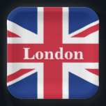 Union Jack London ~ Britische Flagge Pappteller<br><div class="desc">Flagge des Vereinigten Königreichs Großbritannien und Nordirland mit Londoner Text. Verlassen,  Text anpassen oder Leerstelle machen.</div>