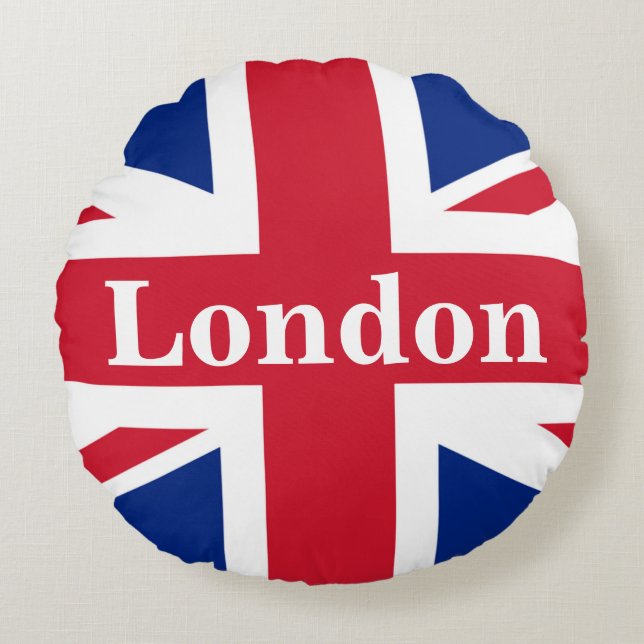 Union Jack London ~ Britische Flagge Rundes Kissen (Vorderseite)