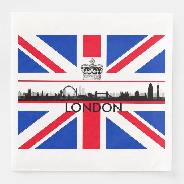 Union Jack London Skyline Themenpapier Napkins Serviette (Vorderseite)