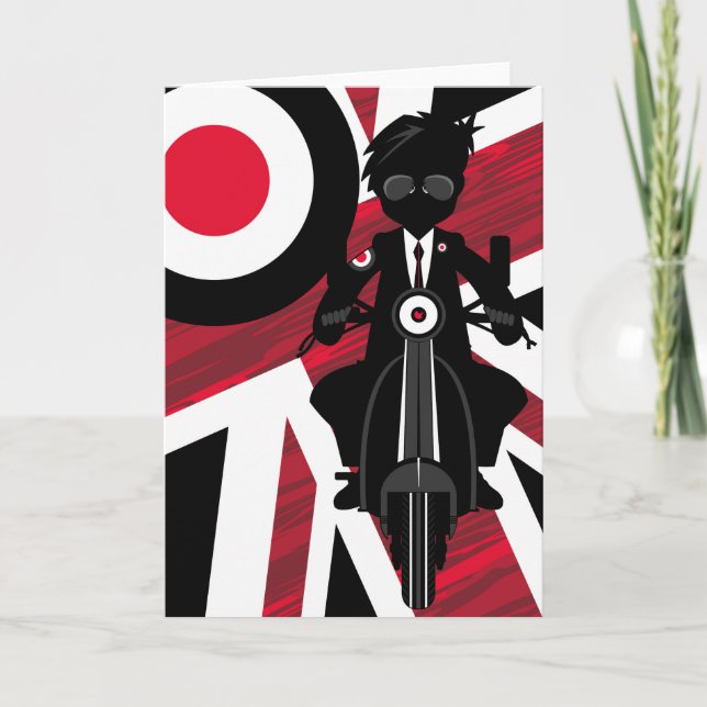 Union Jack Mod auf Retro Scooter Karte (Vorderseite)