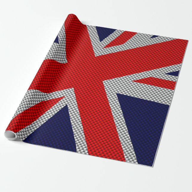 Union Jack on Carbon Fibre Style Print Geschenkpapier (Ungerollt)