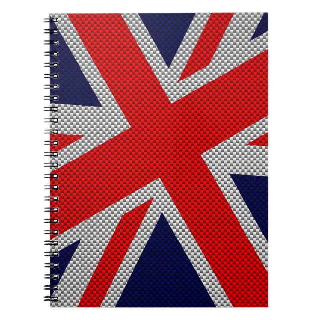 Union Jack on Carbon Fibre Style Print Notizblock (Vorderseite)