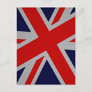 Union Jack on Carbon Fibre Style Print Postkarte