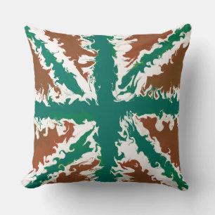 Union Jack Painted UK Art Green und Copper Decke Kissen