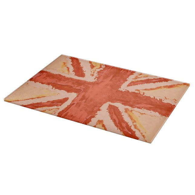 Union Jack Painted UK Art Mandarine von Heva Weva Schneidebrett (Ecke)