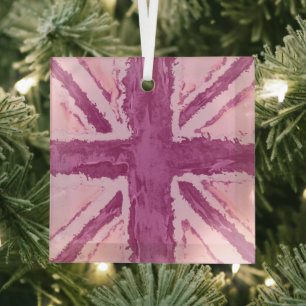 Union Jack Painted UK Art Plum von Heva Weva Ornament Aus Glas