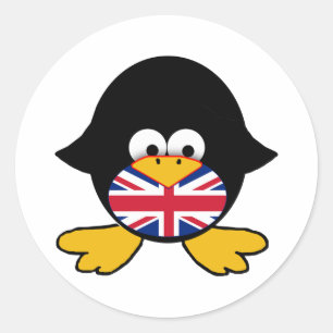 Union Jack Penguin Runder Aufkleber