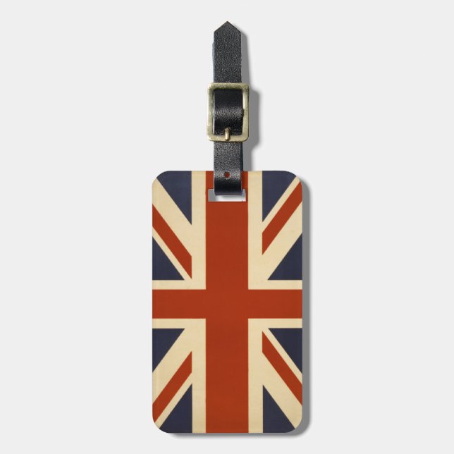Union Jack Retro Gepäckanhänger (Vorderseite vertikal)