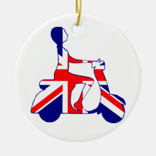 Union Jack Rollerfahrerin Keramik Ornament
