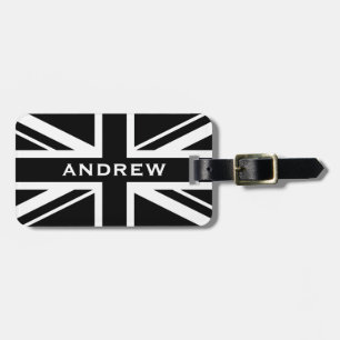 Union Jack ~ Schwarz und Weiß Gepäckanhänger
