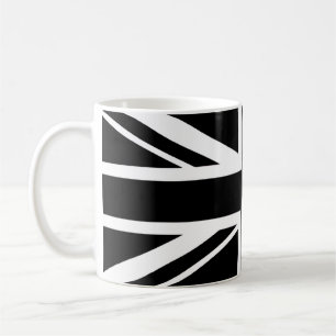 Union Jack ~ Schwarz und Weiß Kaffeetasse