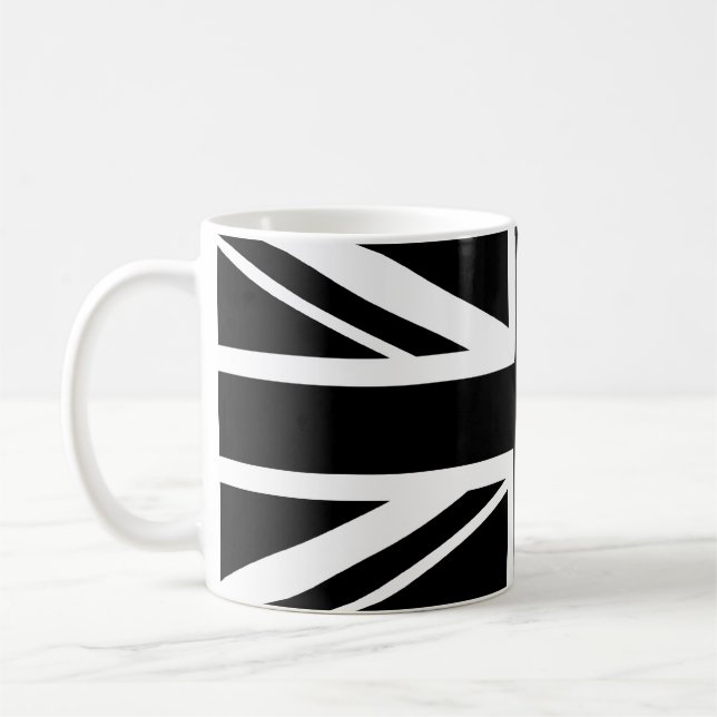 Union Jack ~ Schwarz und Weiß Kaffeetasse (Links)