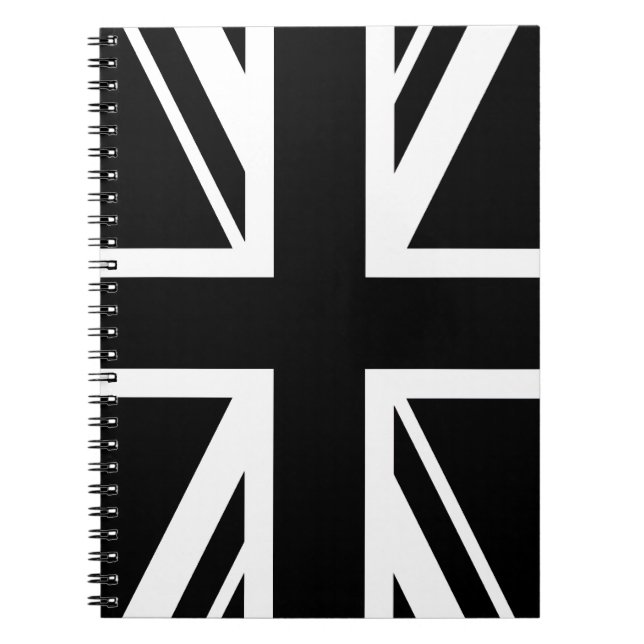 Union Jack ~ Schwarz und Weiß Notizblock (Vorderseite)