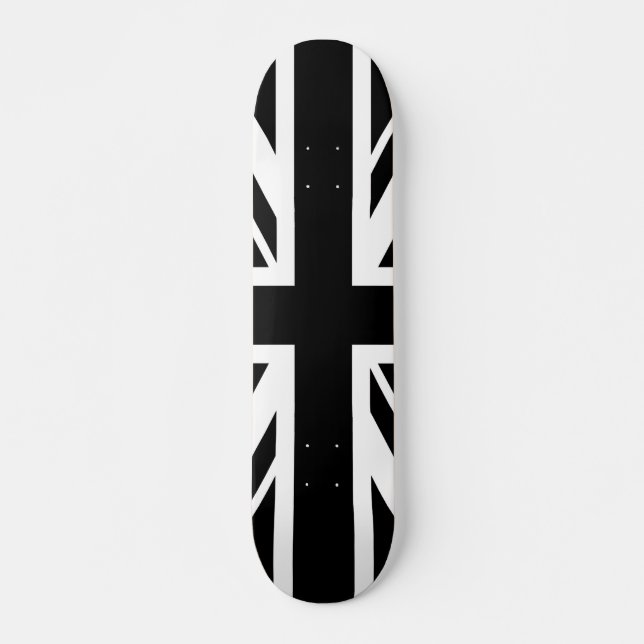 Union Jack ~ Schwarz und Weiß Skateboard (Vorne)