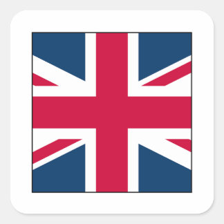 Union Jack Square Sticker mit transparenter Grenze