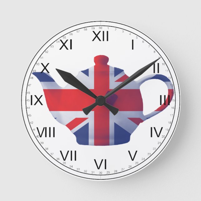 Union Jack Teapot Wall Uhr (Vorderseite)