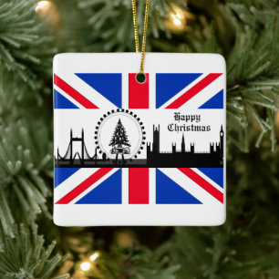 Union Jack Theme London Weihnachtsdekoration Keramikornament