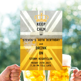 Union Jack UK Flag Cold Fresh Beer Birthday Party Einladung